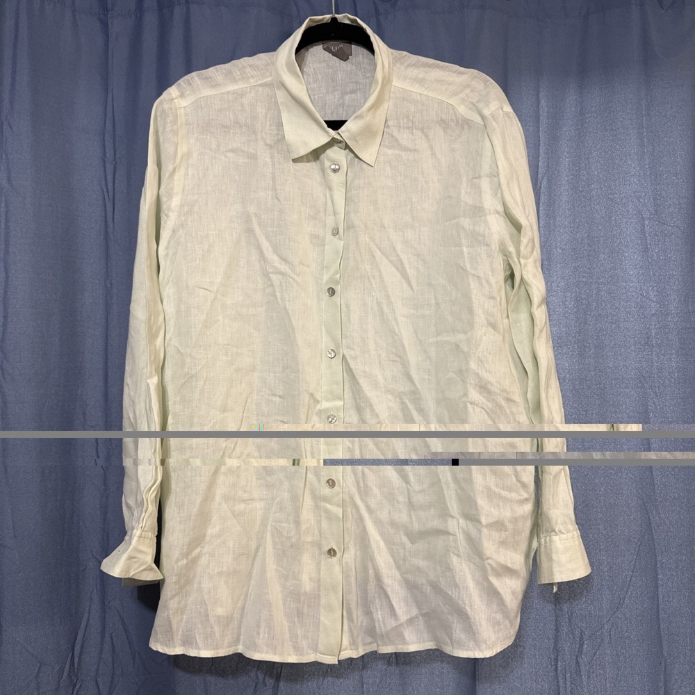 J Jill Linen Green Button Down Long Sleeve Women's Size Large